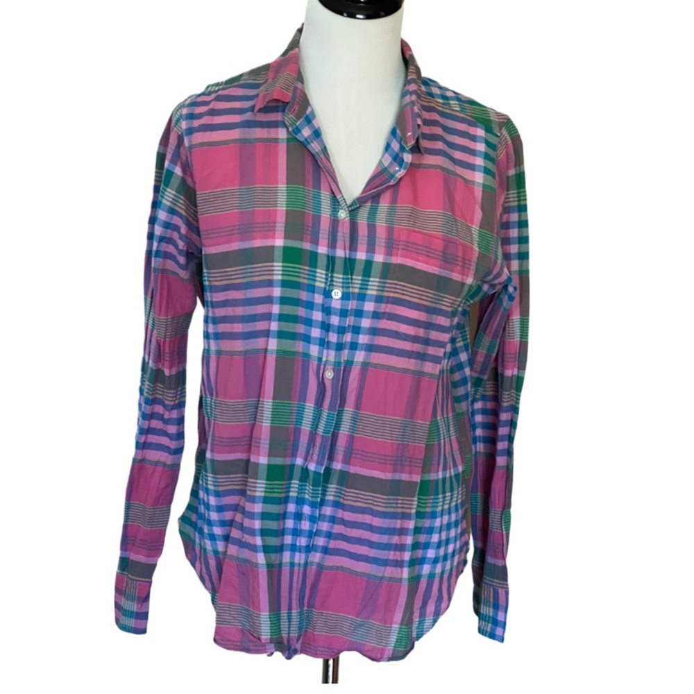 J Crew Madras Classic Fit Button Down Sz 14